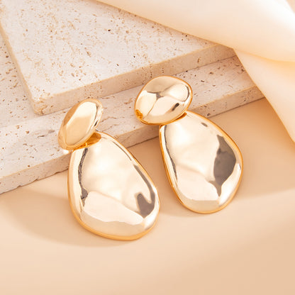 Geometric Twist Stud Earrings For Women In Alloy With Electroplated White K Gold Plated Finish, Golden