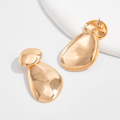 Geometric Twist Stud Earrings For Women In Alloy With Electroplated White K Gold Plated Finish, Golden