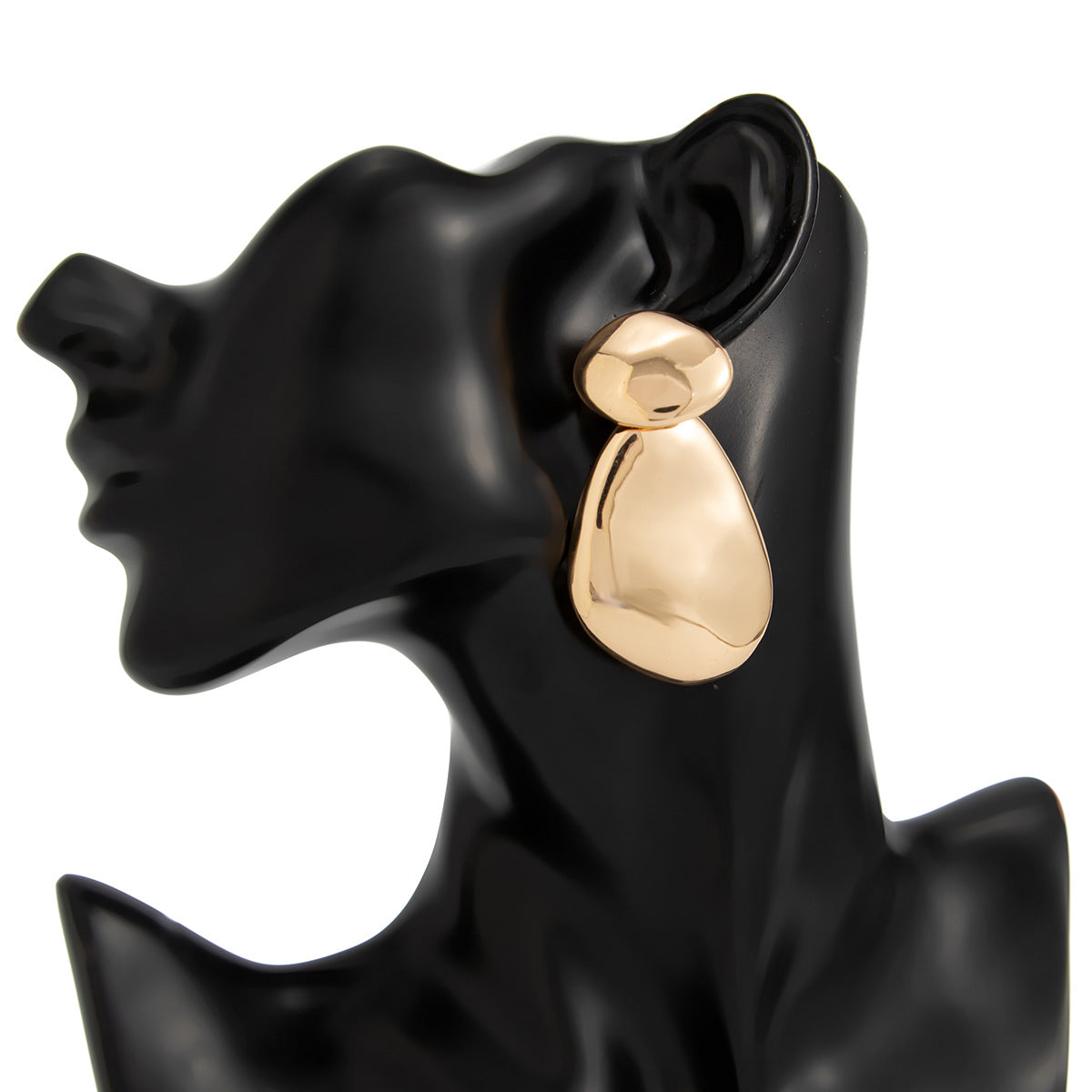 Geometric Twist Stud Earrings For Women In Alloy With Electroplated White K Gold Plated Finish, Golden