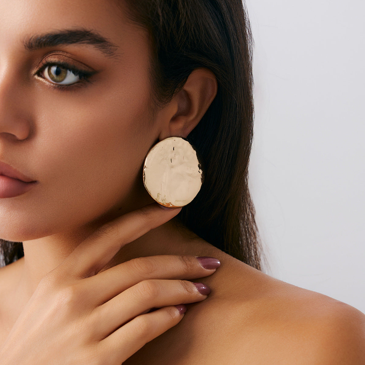 Geometric Twist Stud Earrings For Women In Alloy With Electroplated White K Gold Plated Finish, Golden
