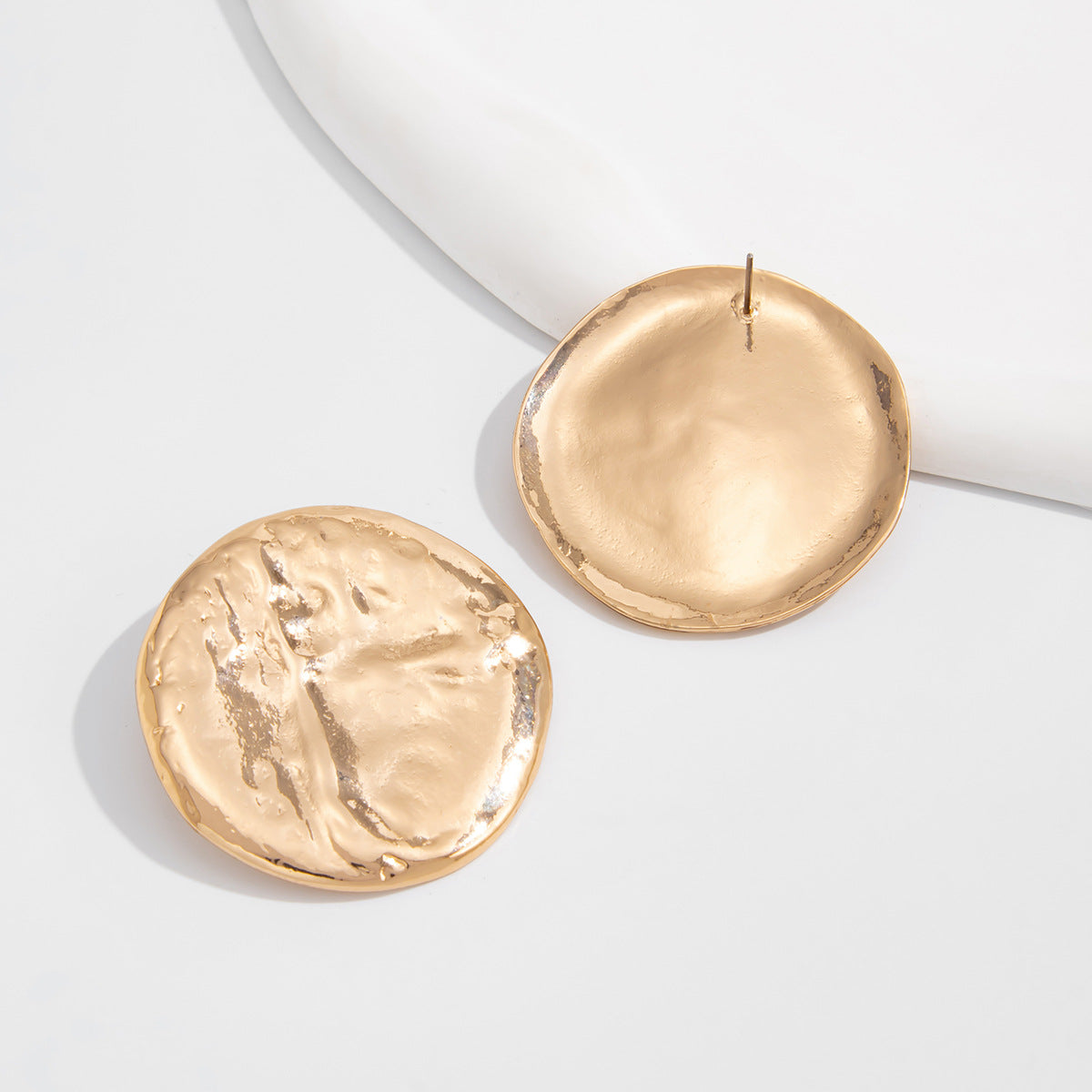 Geometric Twist Stud Earrings For Women In Alloy With Electroplated White K Gold Plated Finish, Golden
