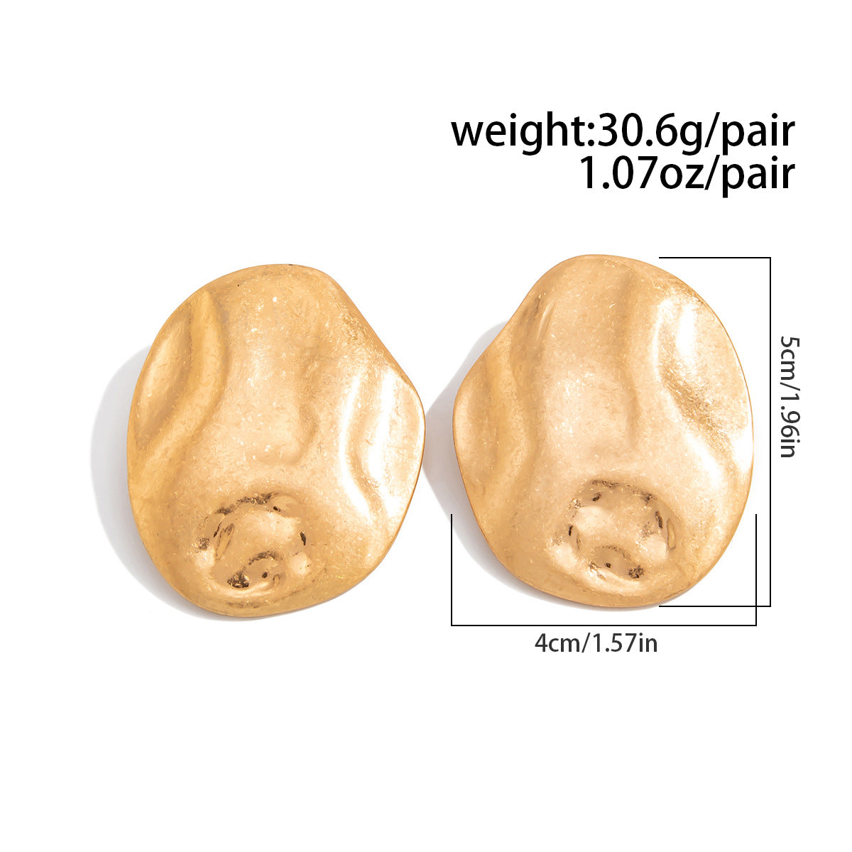 Geometric Twist Stud Earrings For Women In Alloy With Electroplated White K Gold Plated Finish, Golden