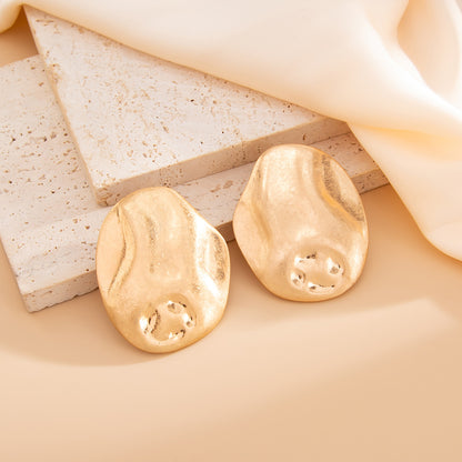Geometric Twist Stud Earrings For Women In Alloy With Electroplated White K Gold Plated Finish, Golden