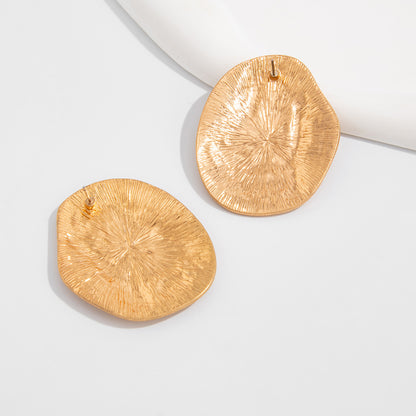 Geometric Twist Stud Earrings For Women In Alloy With Electroplated White K Gold Plated Finish, Golden