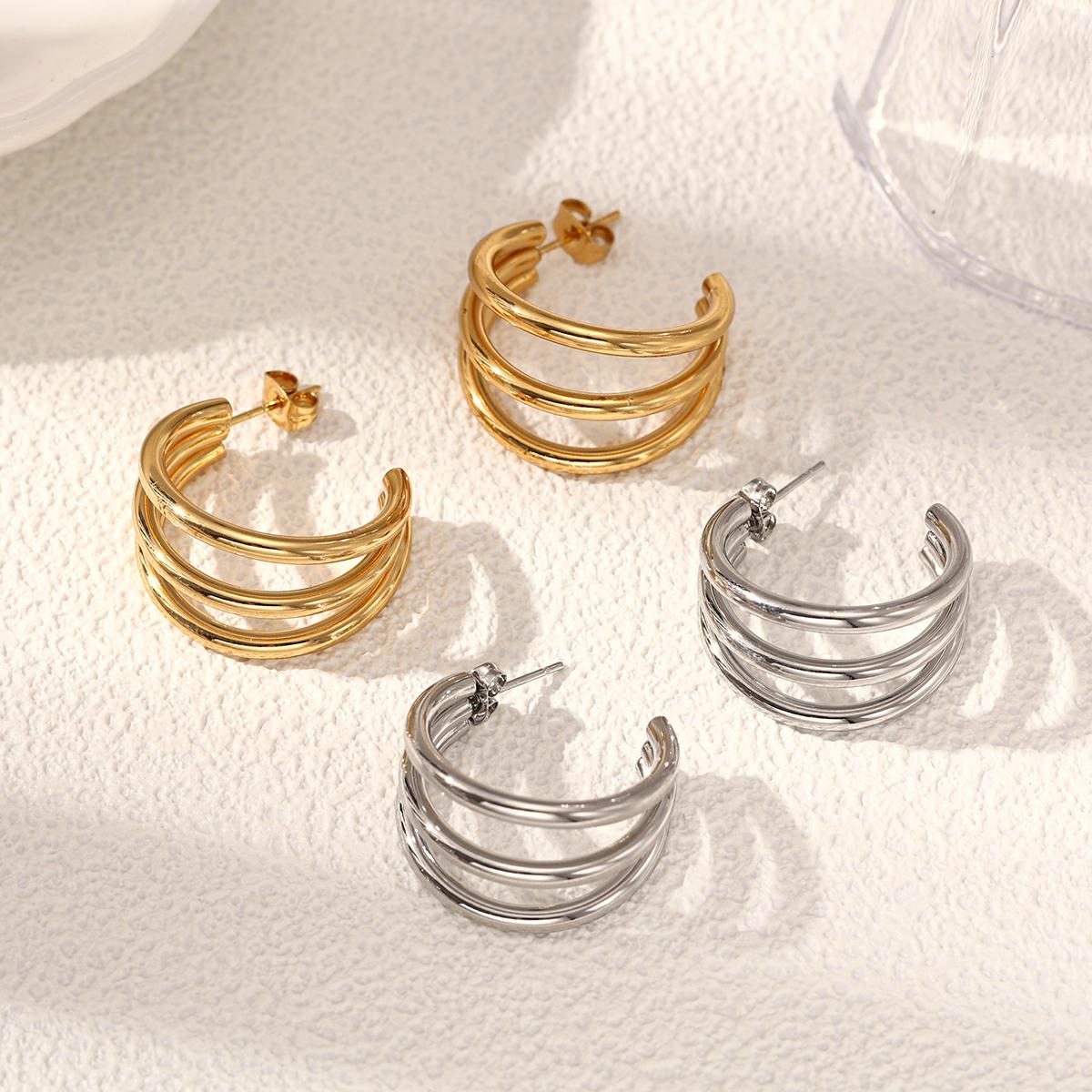 Geometric Earrings For Women Featuring Electroplated 304 Stainless Steel With 18K Real Gold Plated PVD Coating