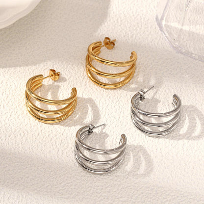 Geometric Earrings For Women Featuring Electroplated 304 Stainless Steel With 18K Real Gold Plated PVD Coating