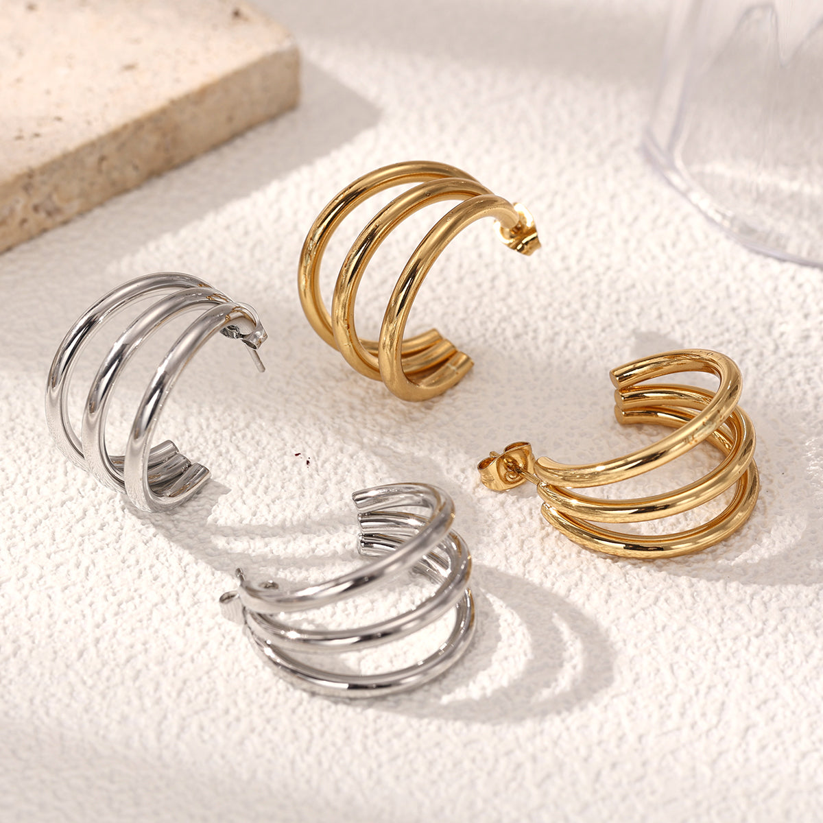 Geometric Earrings For Women Featuring Electroplated 304 Stainless Steel With 18K Real Gold Plated PVD Coating
