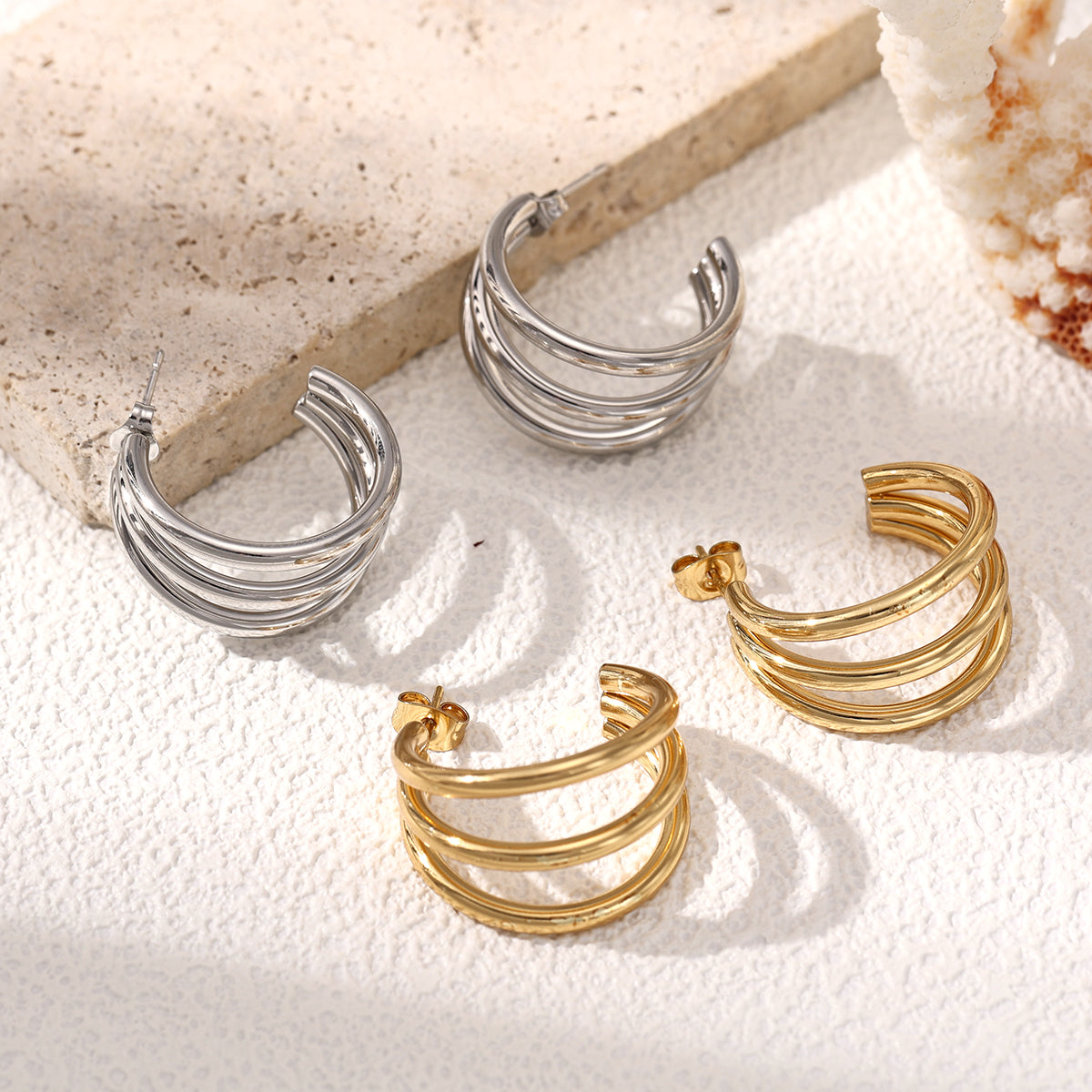 Geometric Earrings For Women Featuring Electroplated 304 Stainless Steel With 18K Real Gold Plated PVD Coating