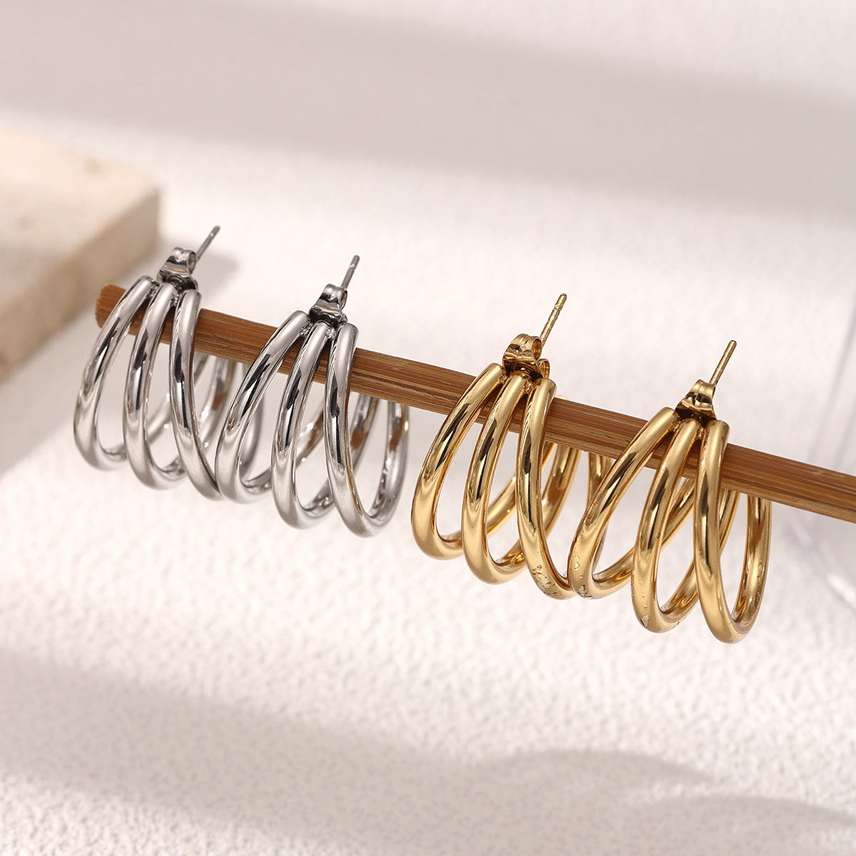 Geometric Earrings For Women Featuring Electroplated 304 Stainless Steel With 18K Real Gold Plated PVD Coating