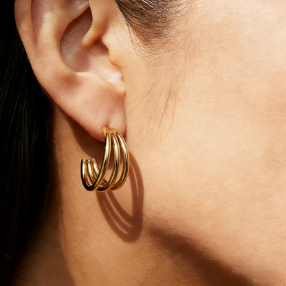 Geometric Earrings For Women Featuring Electroplated 304 Stainless Steel With 18K Real Gold Plated PVD Coating