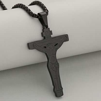 Crucifix Pendant In 304 Stainless Steel With 18K Real Gold Plated PVD Coating 0.05µm-0.08µm Electroplated, 1 Pc/Package