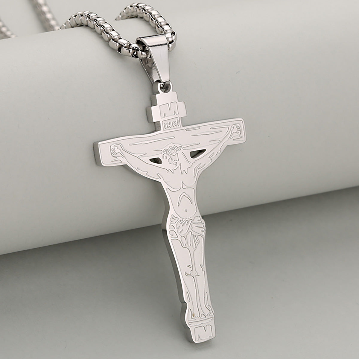 Crucifix Pendant In 304 Stainless Steel With 18K Real Gold Plated PVD Coating 0.05µm-0.08µm Electroplated, 1 Pc/Package
