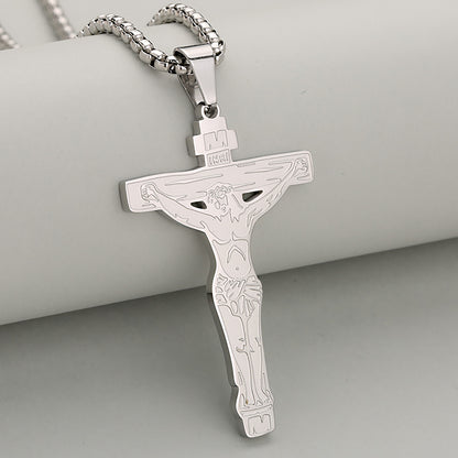 Crucifix Pendant In 304 Stainless Steel With 18K Real Gold Plated PVD Coating 0.05µm-0.08µm Electroplated, 1 Pc/Package