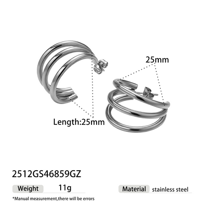 Geometric Earrings For Women Featuring Electroplated 304 Stainless Steel With 18K Real Gold Plated PVD Coating