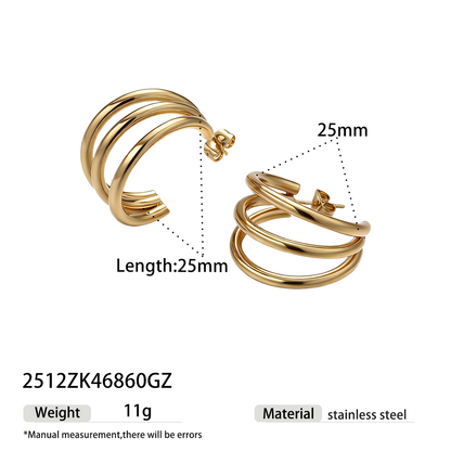 Geometric Earrings For Women Featuring Electroplated 304 Stainless Steel With 18K Real Gold Plated PVD Coating