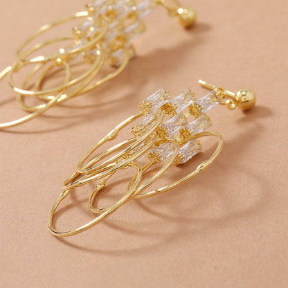 Simple Style Tassel Earrings For Women Featuring Zircon Inlay