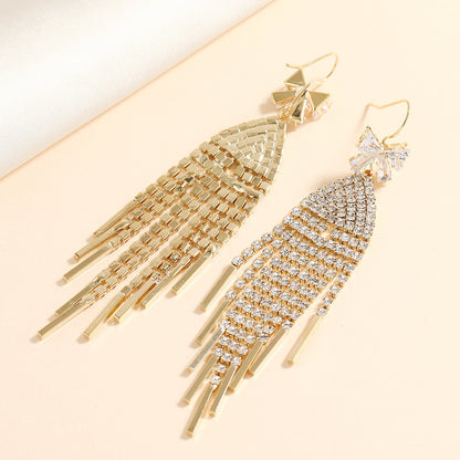 Tassel Earrings For Women Featuring Rhinestones And Zircon Inlay Material