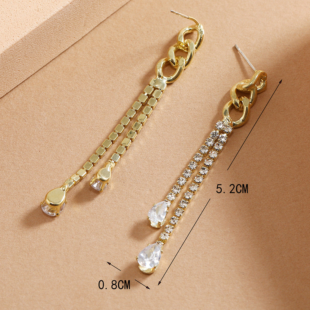 Simple Style Tassel Earrings For Women Featuring Zircon Inlay, Elegant And Lightweight Design
