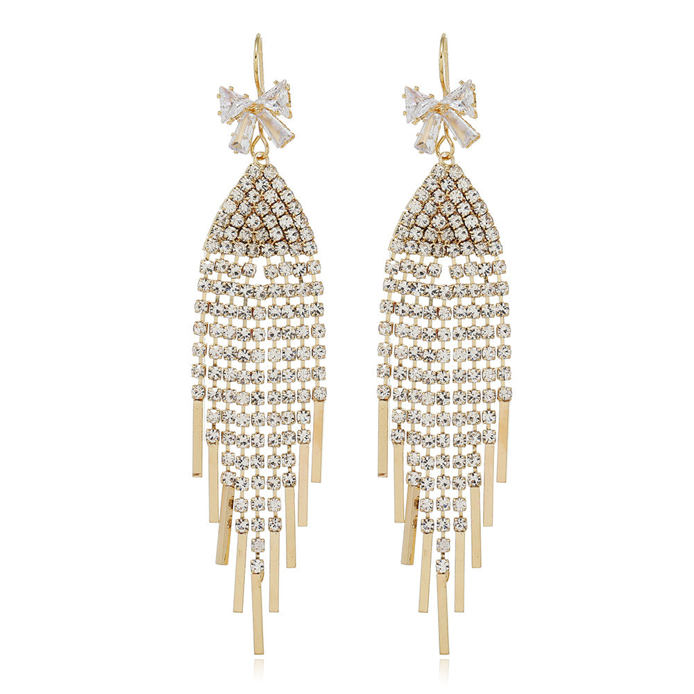 Tassel Earrings For Women Featuring Rhinestones And Zircon Inlay Material