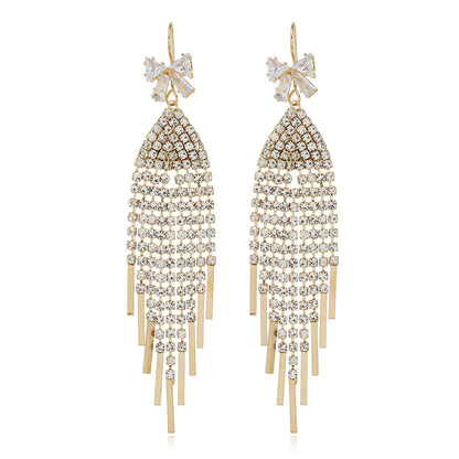 Tassel Earrings For Women Featuring Rhinestones And Zircon Inlay Material