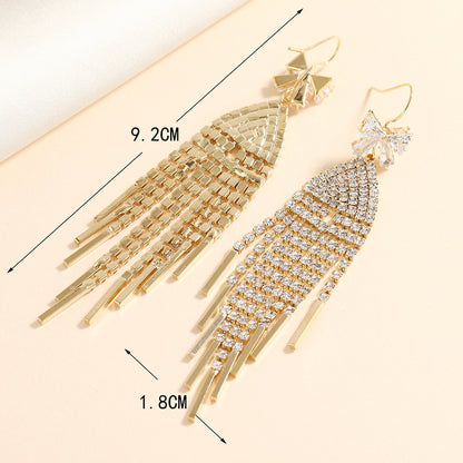 Tassel Earrings For Women Featuring Rhinestones And Zircon Inlay Material