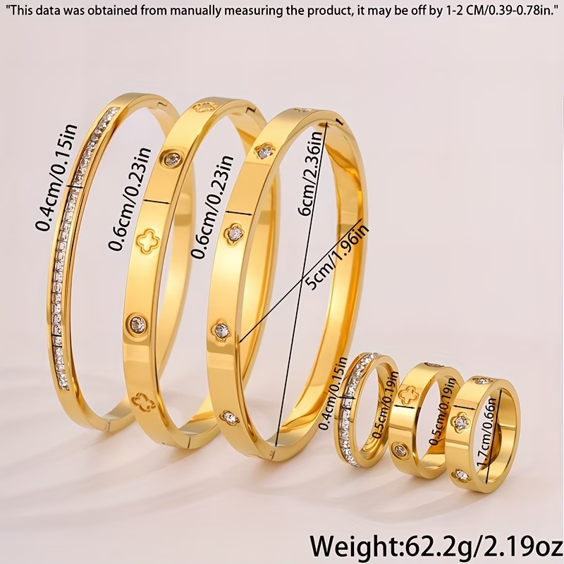 Bohemian Solid Color Bangle For Super Bowl Featuring 304 Stainless Steel With 18K Real Gold Plated And Zircon Inlay