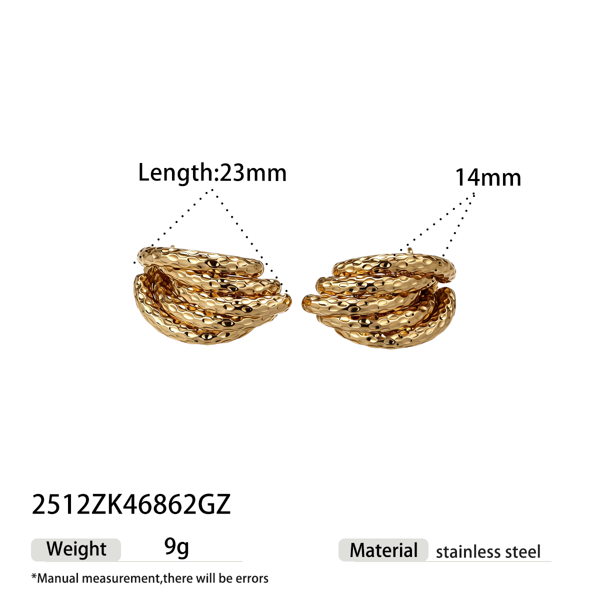 Geometric Earrings For Women Featuring Electroplated 304 Stainless Steel With 18K Real Gold Plated PVD Coating