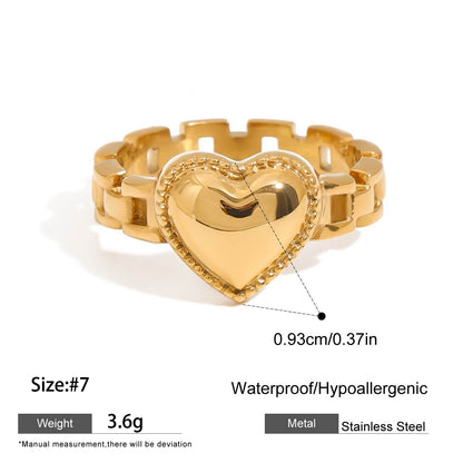 Geometric Women's Rings For Valentine's Day In 304 Stainless Steel With 18K Real Gold Plated And Pearl Inlay
