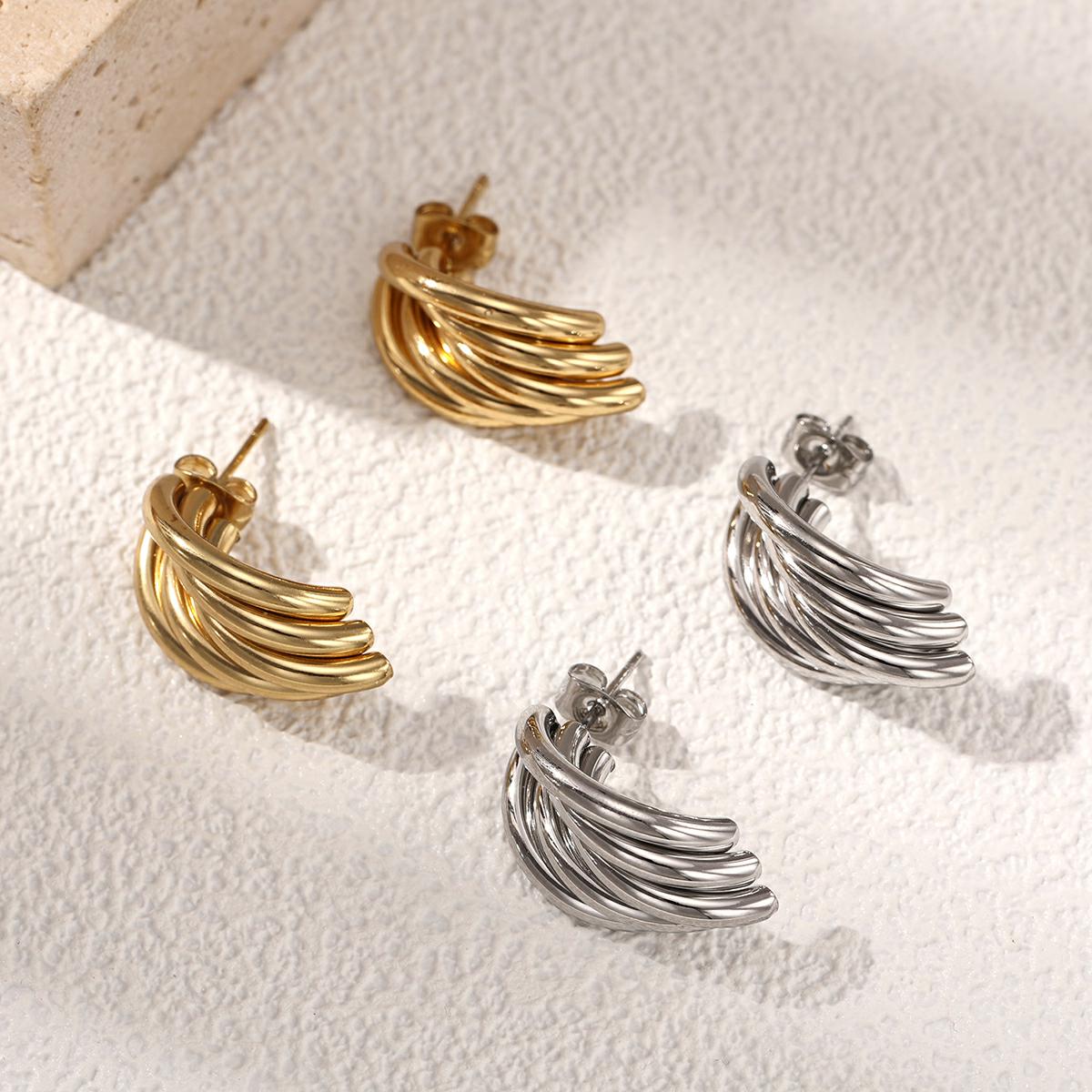 Geometric Earrings For Women Featuring Electroplated 304 Stainless Steel With 18K Real Gold Plated PVD Coated Finish