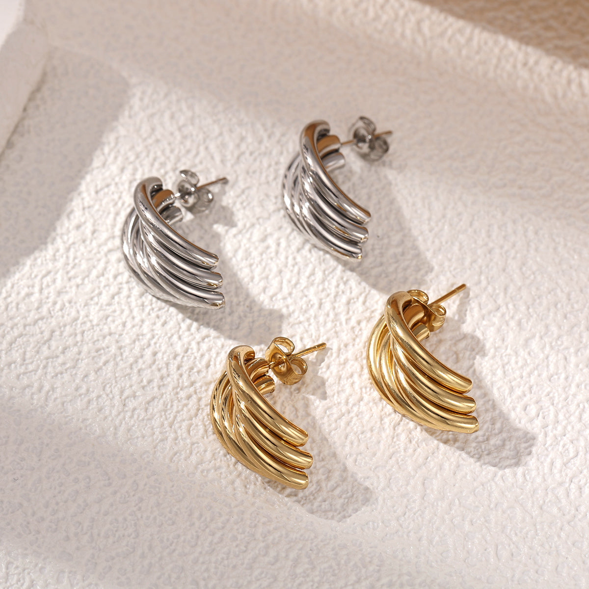 Geometric Earrings For Women Featuring Electroplated 304 Stainless Steel With 18K Real Gold Plated PVD Coated Finish
