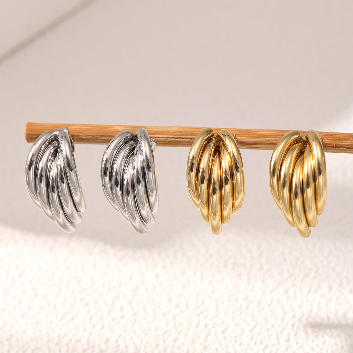 Geometric Earrings For Women Featuring Electroplated 304 Stainless Steel With 18K Real Gold Plated PVD Coated Finish