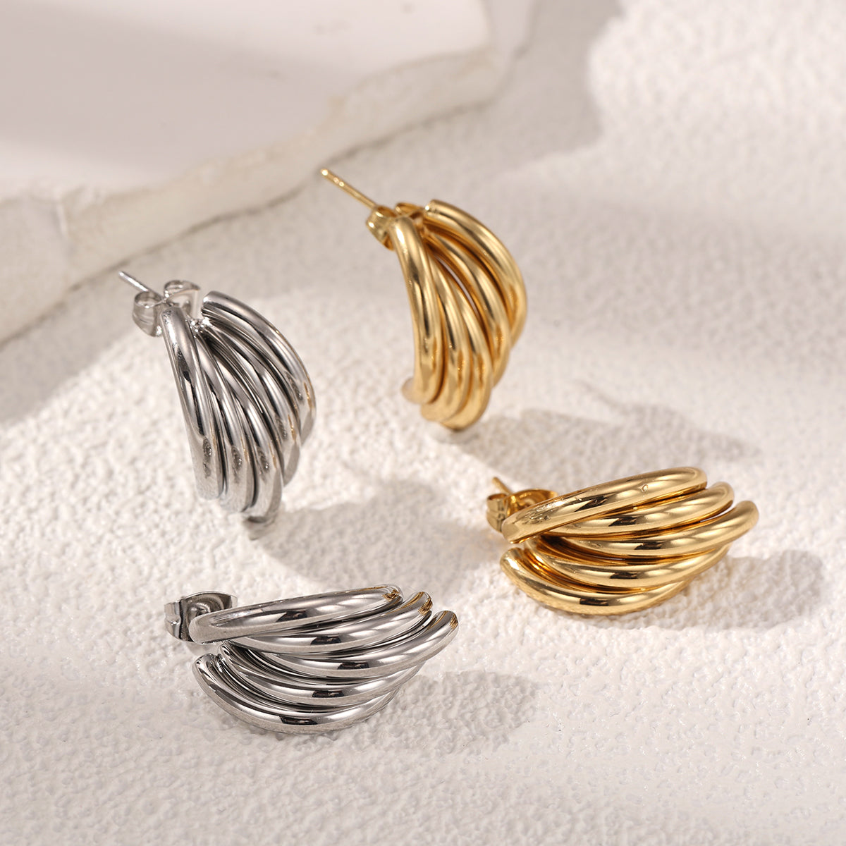Geometric Earrings For Women Featuring Electroplated 304 Stainless Steel With 18K Real Gold Plated PVD Coated Finish