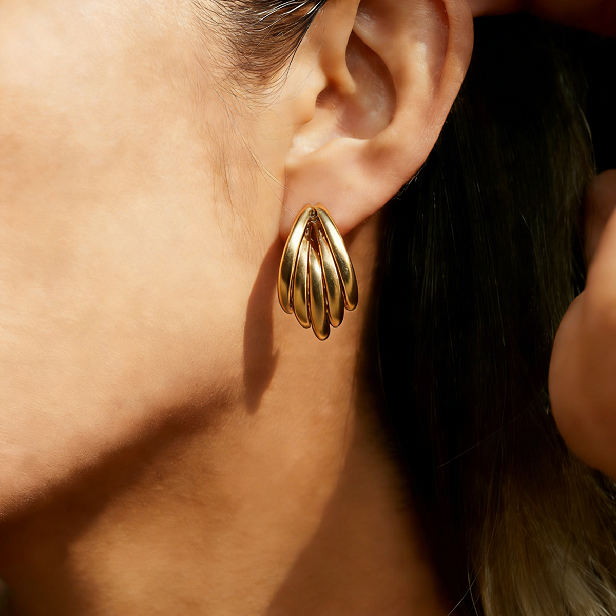 Geometric Earrings For Women Featuring Electroplated 304 Stainless Steel With 18K Real Gold Plated PVD Coated Finish