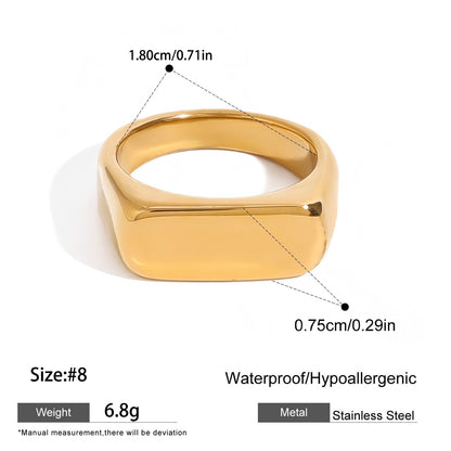 Geometric Women's Rings For Valentine's Day In 304 Stainless Steel With 18K Real Gold Plated And Pearl Inlay