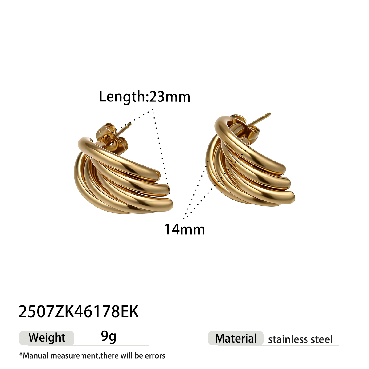 Geometric Earrings For Women Featuring Electroplated 304 Stainless Steel With 18K Real Gold Plated PVD Coated Finish