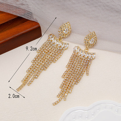 Tassel Earrings For Women Featuring Rhinestones And Zircon Inlay Material