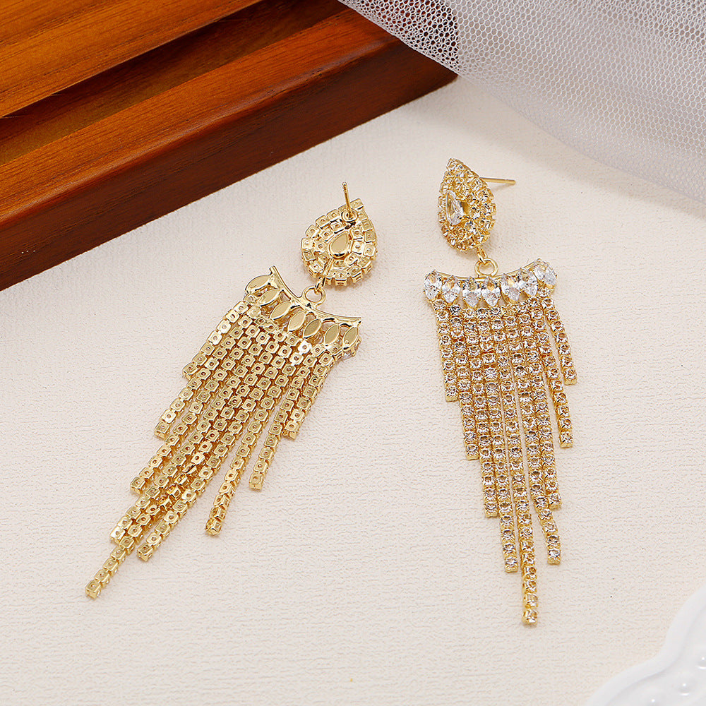Tassel Earrings For Women Featuring Rhinestones And Zircon Inlay Material
