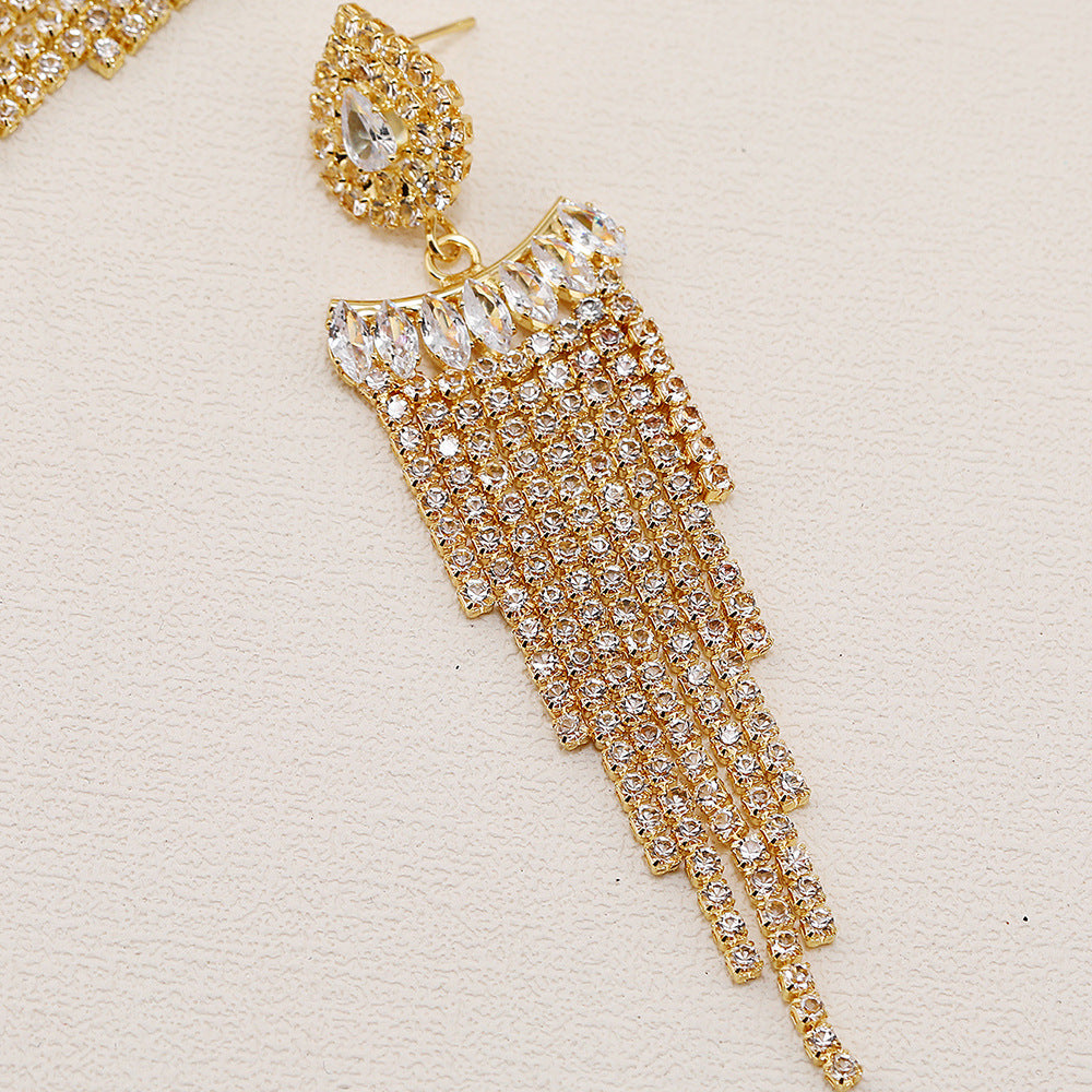 Tassel Earrings For Women Featuring Rhinestones And Zircon Inlay Material