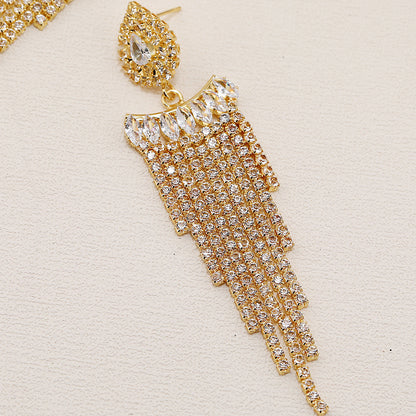 Tassel Earrings For Women Featuring Rhinestones And Zircon Inlay Material