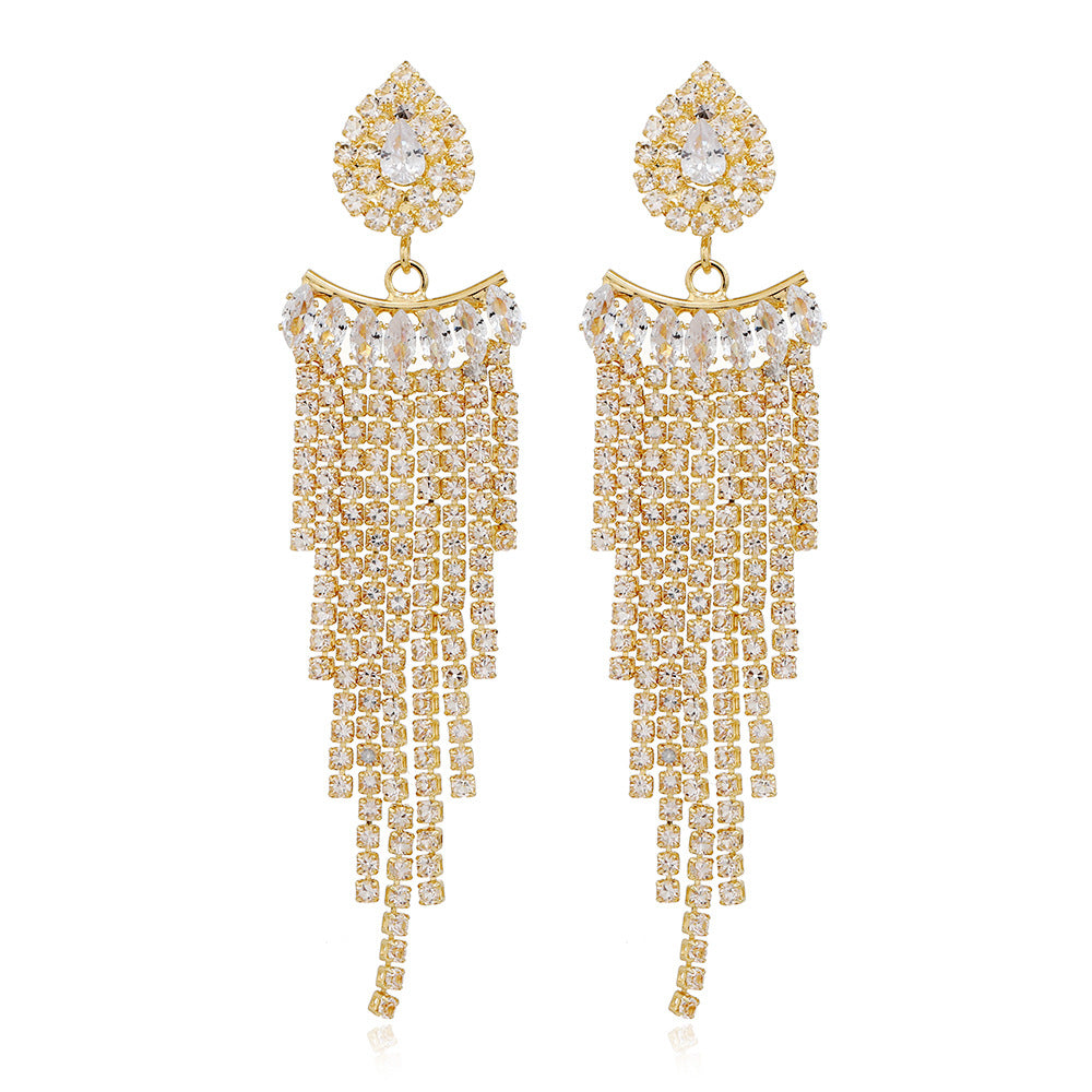 Tassel Earrings For Women Featuring Rhinestones And Zircon Inlay Material