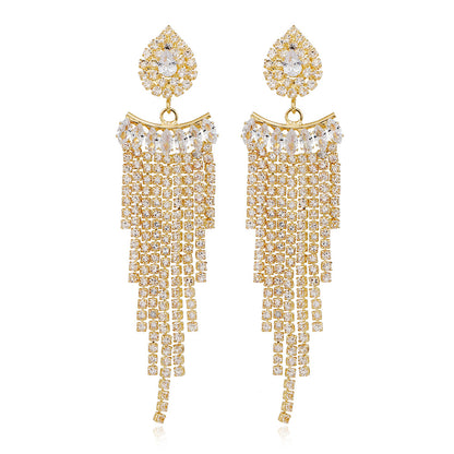 Tassel Earrings For Women Featuring Rhinestones And Zircon Inlay Material