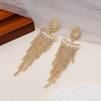 Tassel Earrings For Women Featuring Rhinestones And Zircon Inlay Material