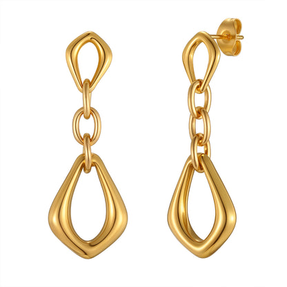 Solid Color Earrings For Women In IG Style, Waterproof Non Tarnish 304 Stainless Steel With 18K Real Gold Plated