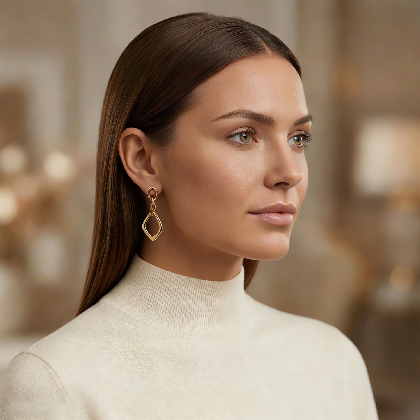 Solid Color Earrings For Women In IG Style, Waterproof Non Tarnish 304 Stainless Steel With 18K Real Gold Plated