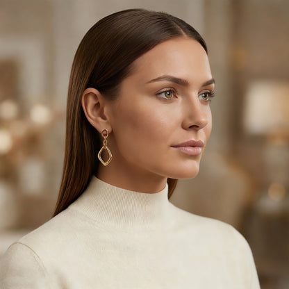 Solid Color Earrings For Women In IG Style, Waterproof Non Tarnish 304 Stainless Steel With 18K Real Gold Plated