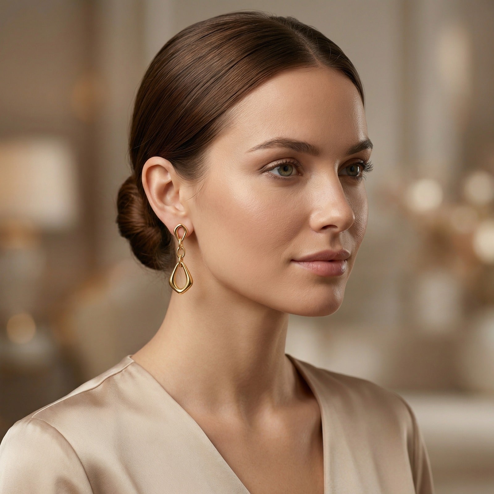 Solid Color Earrings For Women In IG Style, Waterproof Non Tarnish 304 Stainless Steel With 18K Real Gold Plated