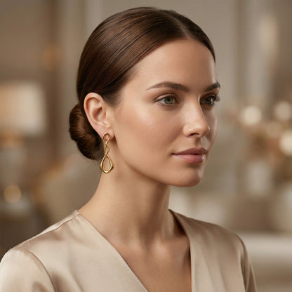 Solid Color Earrings For Women In IG Style, Waterproof Non Tarnish 304 Stainless Steel With 18K Real Gold Plated