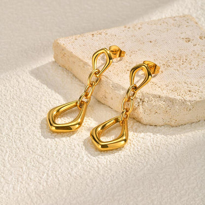 Solid Color Earrings For Women In IG Style, Waterproof Non Tarnish 304 Stainless Steel With 18K Real Gold Plated