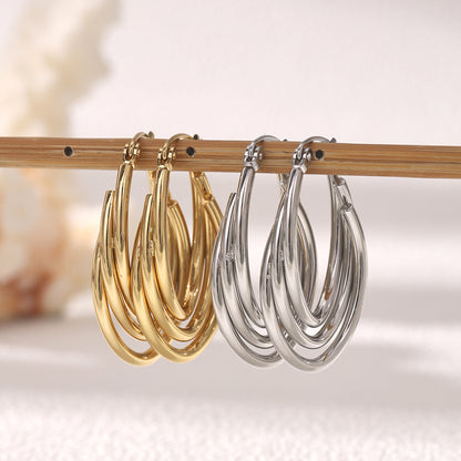 Geometric Earrings For Women Featuring Electroplated 304 Stainless Steel With 18K Real Gold Plated PVD Coating