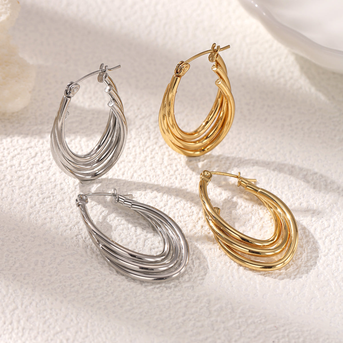 Geometric Earrings For Women Featuring Electroplated 304 Stainless Steel With 18K Real Gold Plated PVD Coating